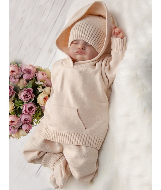 Вязаный хлопковый комбинезон Худи крем-брюле