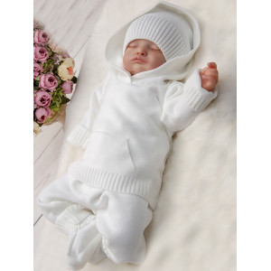 Вязаный хлопковый комбинезон Худи белый