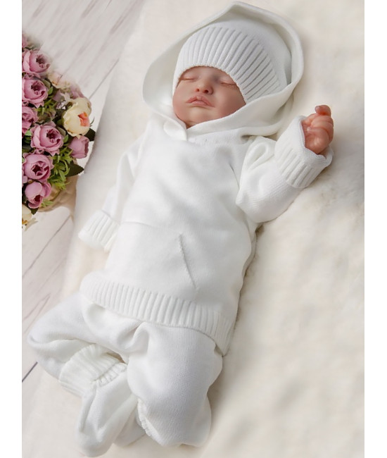 Вязаный хлопковый комбинезон Худи белый