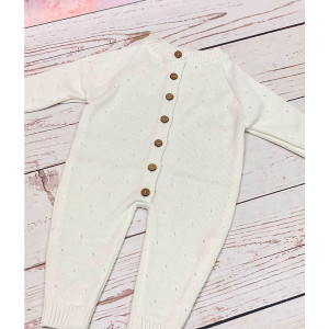 Летний вязаный комплект Капелька-Кружево молочный