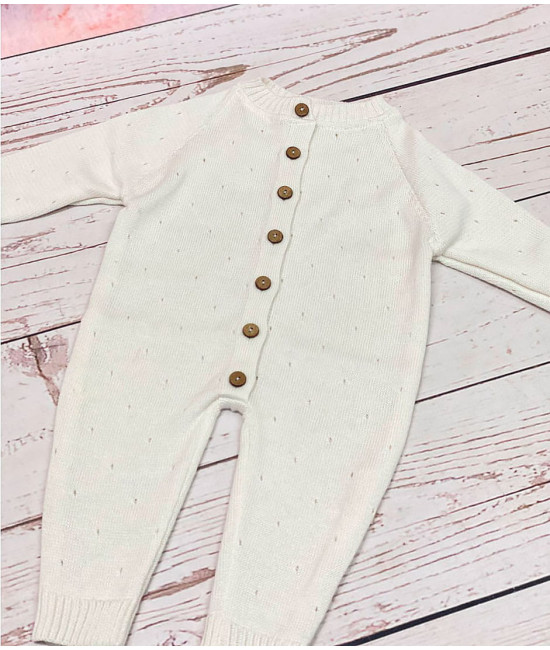 Летний вязаный комплект Капелька-Кружево молочный