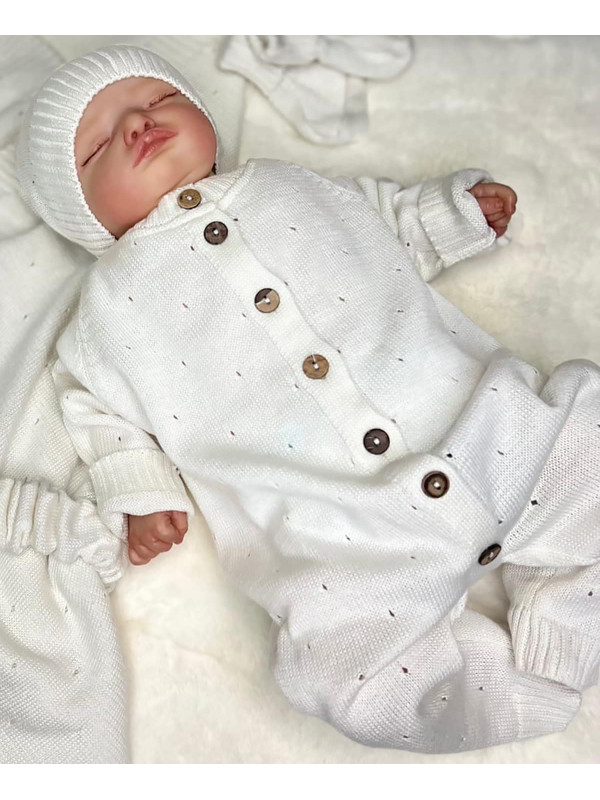 Вязаный комбинезон Капелька молочный