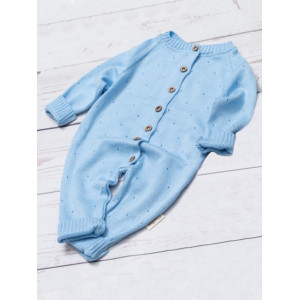 Вязаный комбинезон для новорожденных Капелька голубой