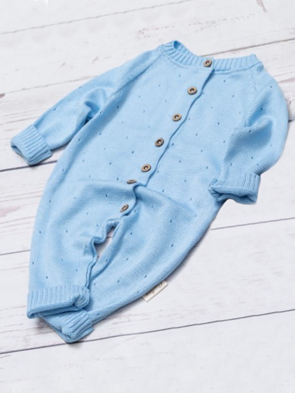 Вязаный комбинезон Капелька голубой