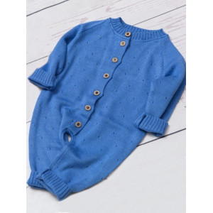 Вязаный комбинезон для новорожденного Капелька ярко-синий