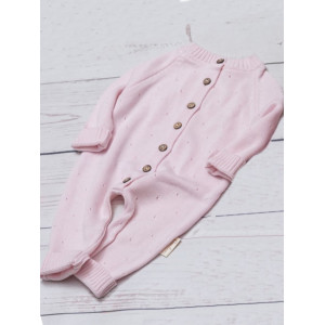 Вязаный комбинезон для новорожденных Капелька розовый