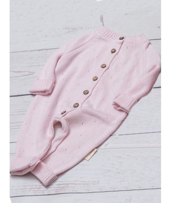 Вязаный комбинезон для новорожденных Капелька розовый
