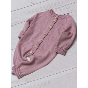 Вязаный комбинезон для новорожденного Капелька пудра