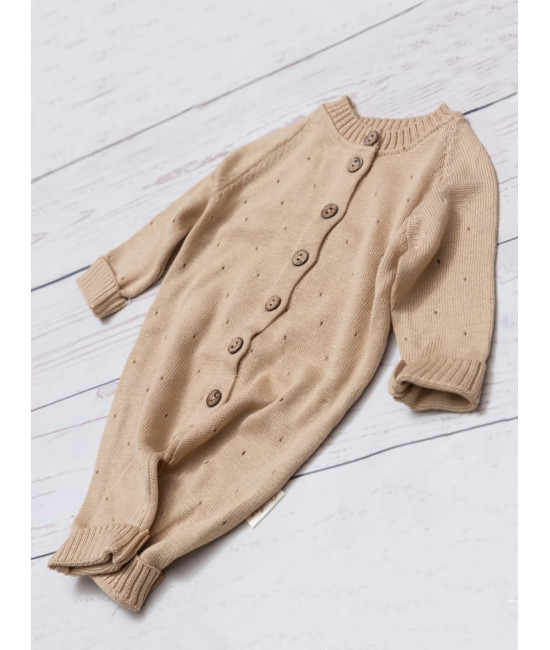 Вязаный комбинезон для новорожденного Капелька бежевый