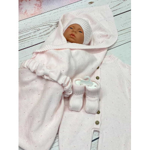 Летний вязаный комплект Капелька светло-розовый