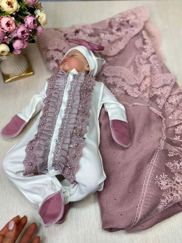 Летний вязаный комплект Капелька-Кристи пудра