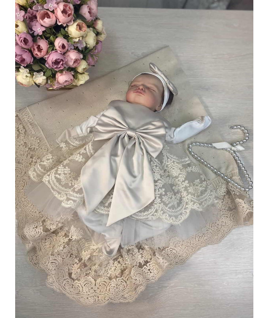 Летний вязаный комплект Капелька-Буше крем-брюле