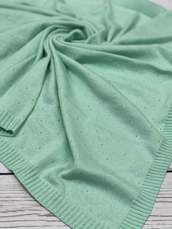 Вязаный плед Капелька аквамарин