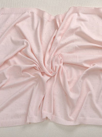 Летний вязаный комплект на выписку Капелька с кружевом розовый