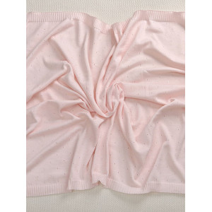 Летний вязаный комплект на выписку Капелька с кружевом розовый