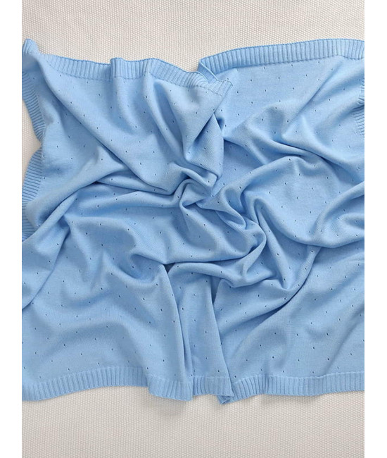 Летний вязаный комплект Капелька голубой