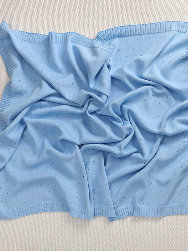 Вязаный плед Капелька голубой