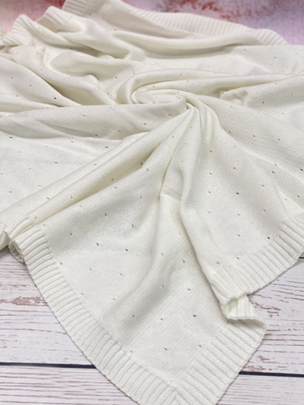 Вязаный плед Капелька молочный