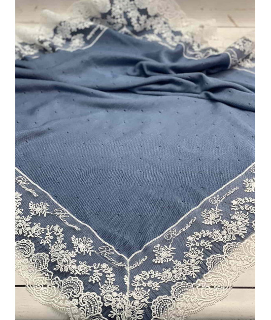 Вязаный плед для новорожденных Капелька с кружевом парламент