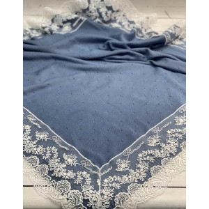 Вязаный плед для новорожденных Капелька с кружевом парламент