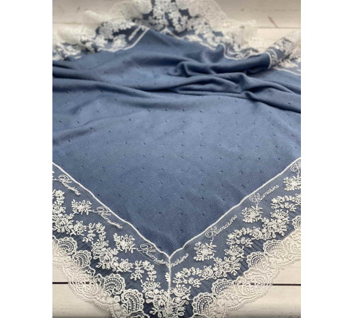 Вязаный плед для новорожденных Капелька с кружевом парламент