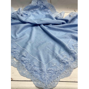 Летний вязаный комплект Капелька-Кружево голубой