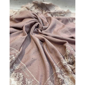 Вязаный плед для новорожденных Капелька с кружевом какао