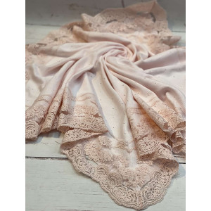 Вязаный плед для новорожденных Капелька с кружевом розовый