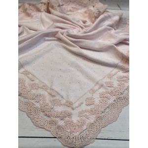 Вязаный плед для новорожденных Капелька с кружевом розовый