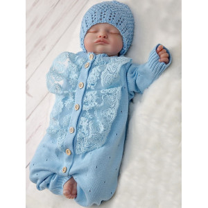 Вязаный хлопковый комбинезон Капелька голубой