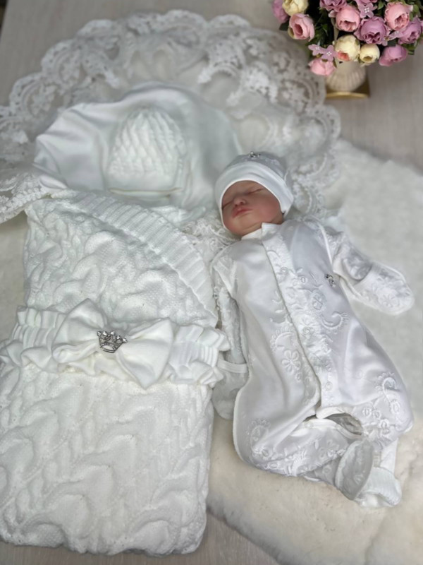 Летний вязаный комплект Коса-Маримар белый