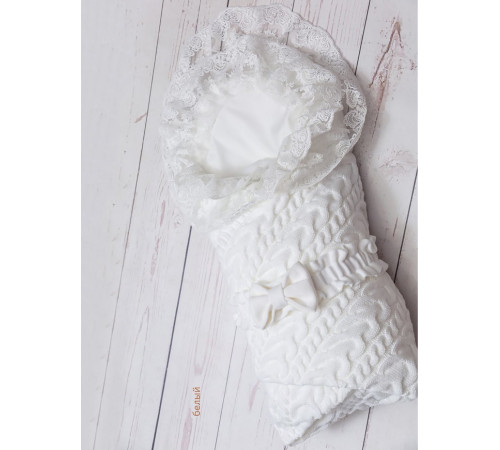 Вязаный конверт на выписку Коса Лайт белый