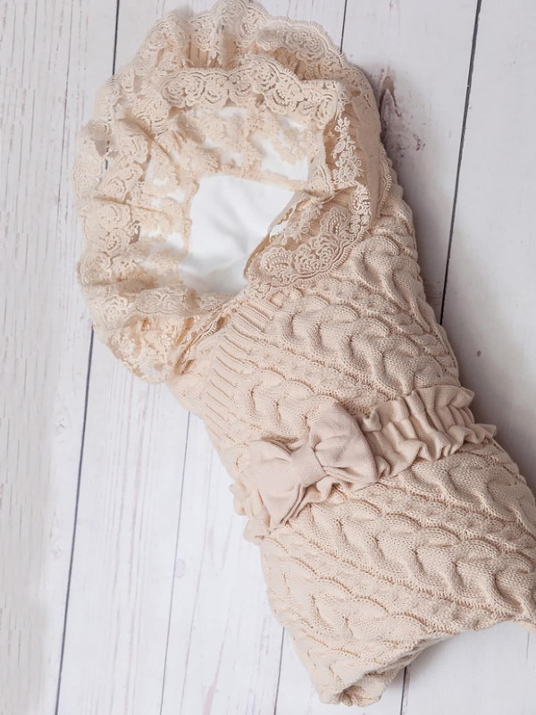 Вязаный конверт Коса Лайт крем-брюле