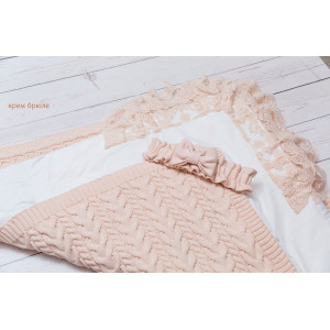 Вязаный конверт на выписку Коса Лайт крем-брюле