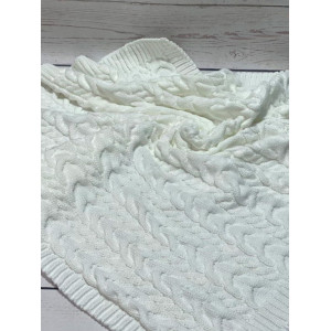 Вязаный плед для новорожденных Коса белый