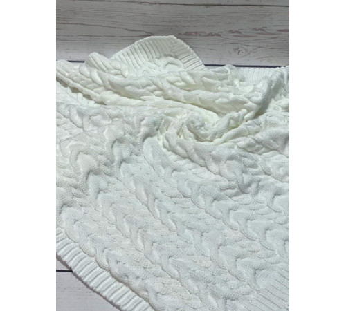 Вязаный плед для новорожденных Коса белый