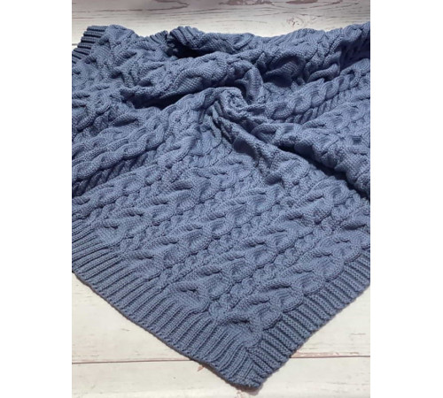 Вязаный плед для новорожденных Коса ежевичный