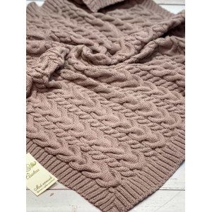 Вязаный плед для новорожденных Коса какао