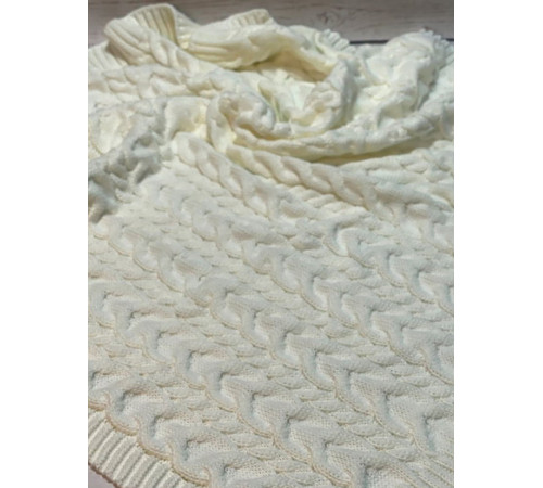 Вязаный плед для новорожденных Коса молочный