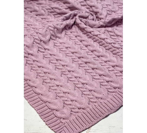 Вязаный плед для новорожденных Коса пудра