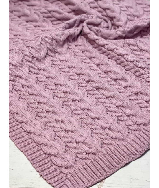 Вязаный плед для новорожденных Коса пудра