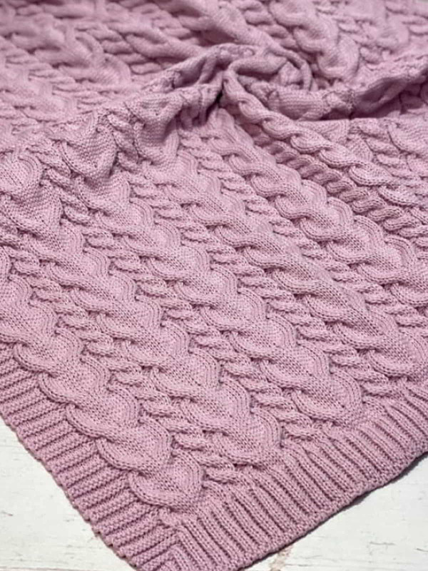 Вязаный плед Коса пудра