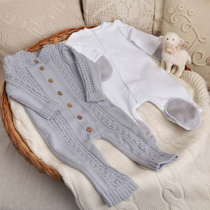 Комплект на выписку Пуф-Косички серо-голубой