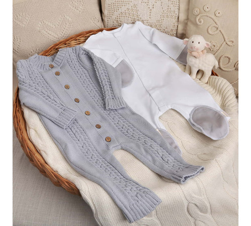 Комплект на выписку Пуф-Косички парламент-серый