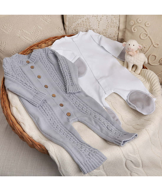 Комплект на выписку Пуф-Косички серо-голубой