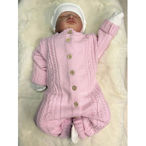 Вязаный комбинезон Косички розовый