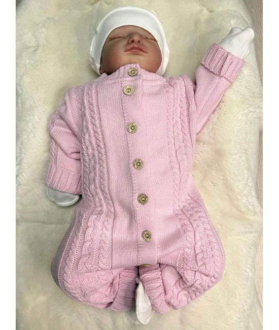 Вязаный комбинезон Косички розовый