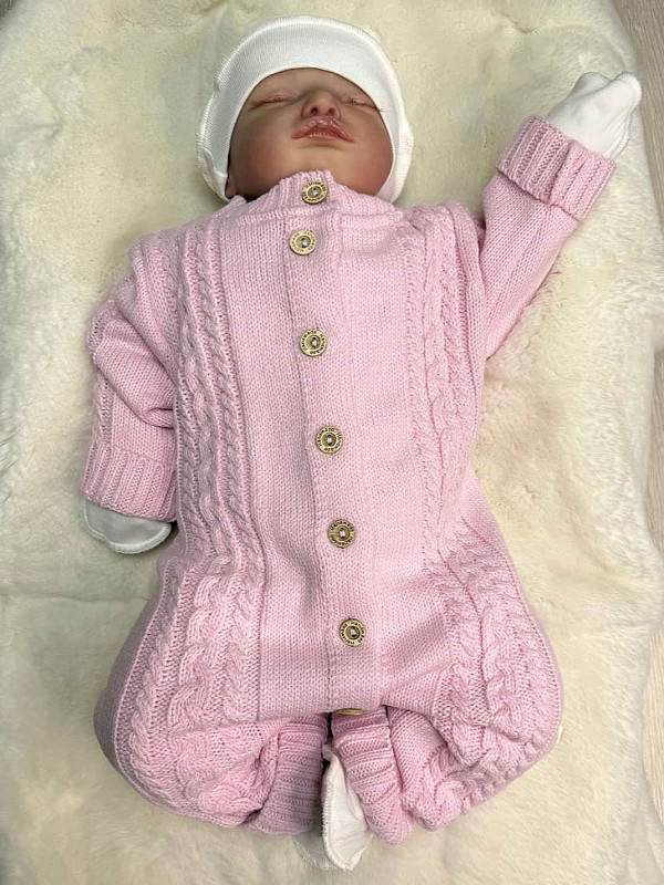 Вязаный комбинезон Косички розовый