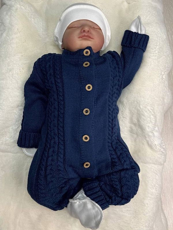 Вязаный комбинезон Косички синий