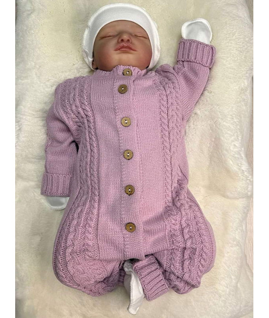 Вязаный комбинезон Косички пудра